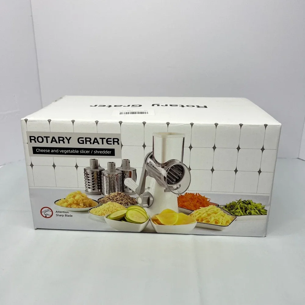 NEW Rotary‎ Grater Cheese Slicer Shredder Vegetable Cutter 3 Blades Kitchen Tool